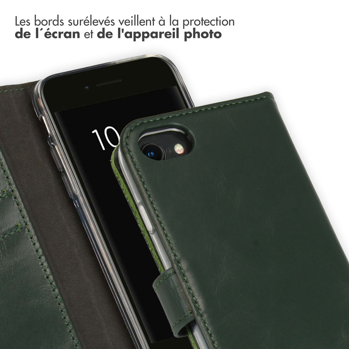 Selencia Echt Leren Bookcase Apple iPhone SE (2022 / 2020) / 8 / 7 / 6(s) - Groen - Afbeelding 9