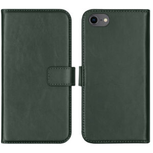 Selencia Echt Lederen Bookcase Apple iPhone SE (2022 / 2020) / 8 / 7 / 6(s) - Groen