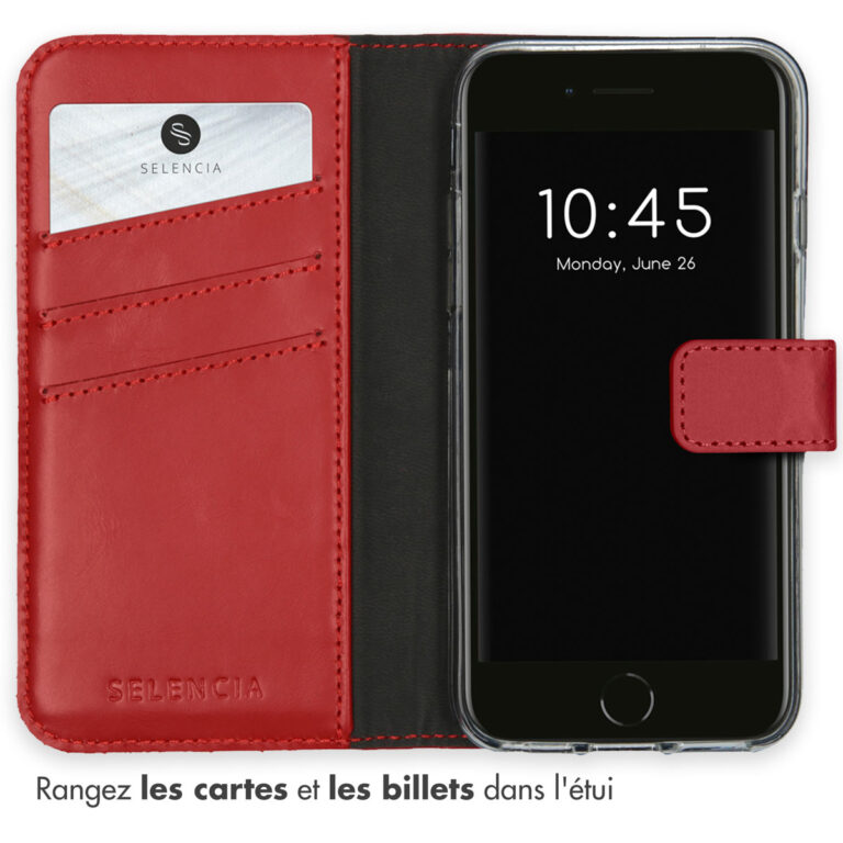 Selencia Echt Lederen Bookcase Apple iPhone SE (2022 / 2020) / 8 / 7 / 6(s) - Rood - Afbeelding 6