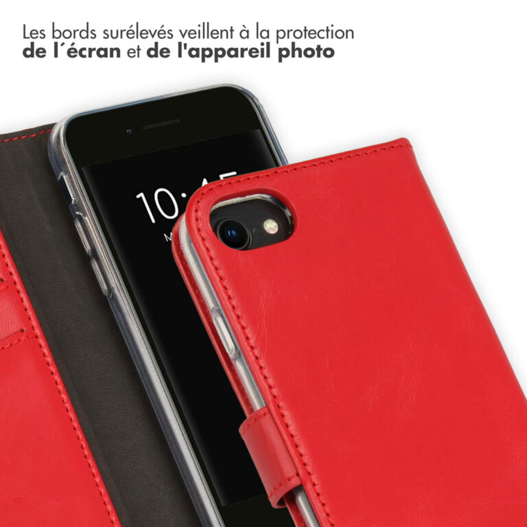 Selencia Echt Lederen Bookcase Apple iPhone SE (2022 / 2020) / 8 / 7 / 6(s) - Rood - Afbeelding 5