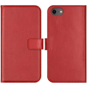 Selencia Echt Lederen Bookcase Apple iPhone SE (2022 / 2020) / 8 / 7 / 6(s) - Rood