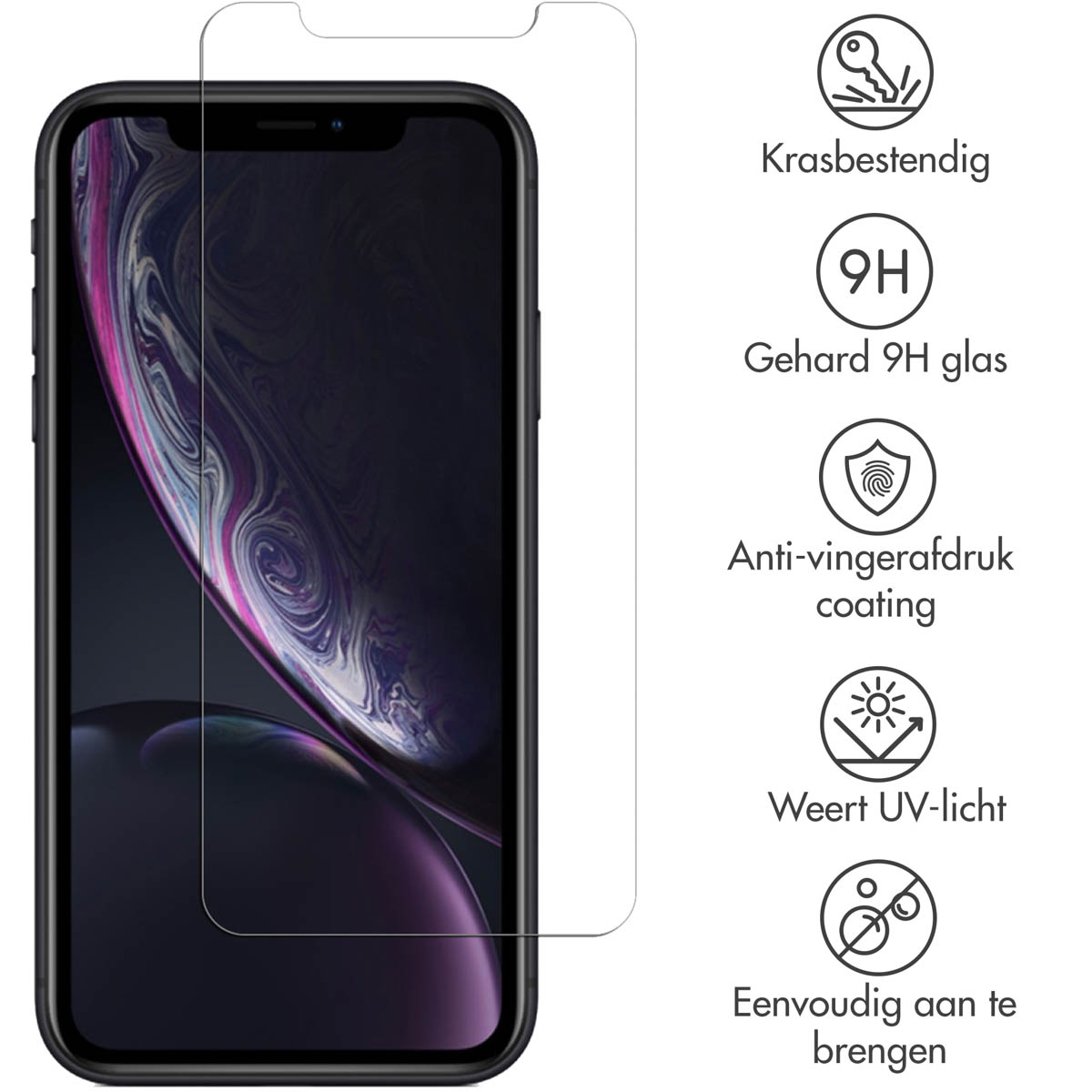 Selencia Gehard Glas Screenprotector voor Apple iPhone 12 (Pro) / 11 / Xr - Afbeelding 4