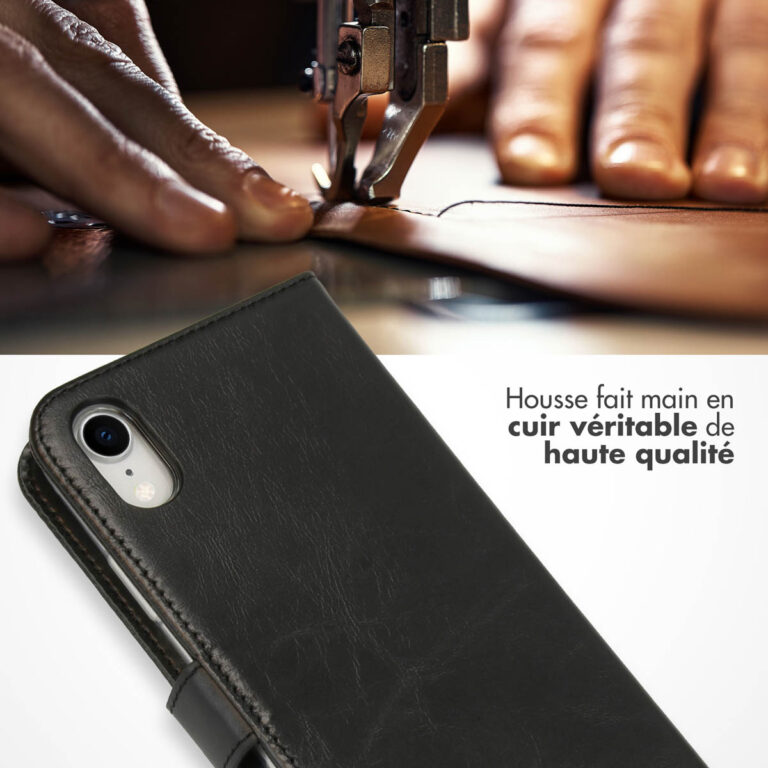 Selencia Echt Lederen Bookcase Apple iPhone Xr - Zwart - Afbeelding 7