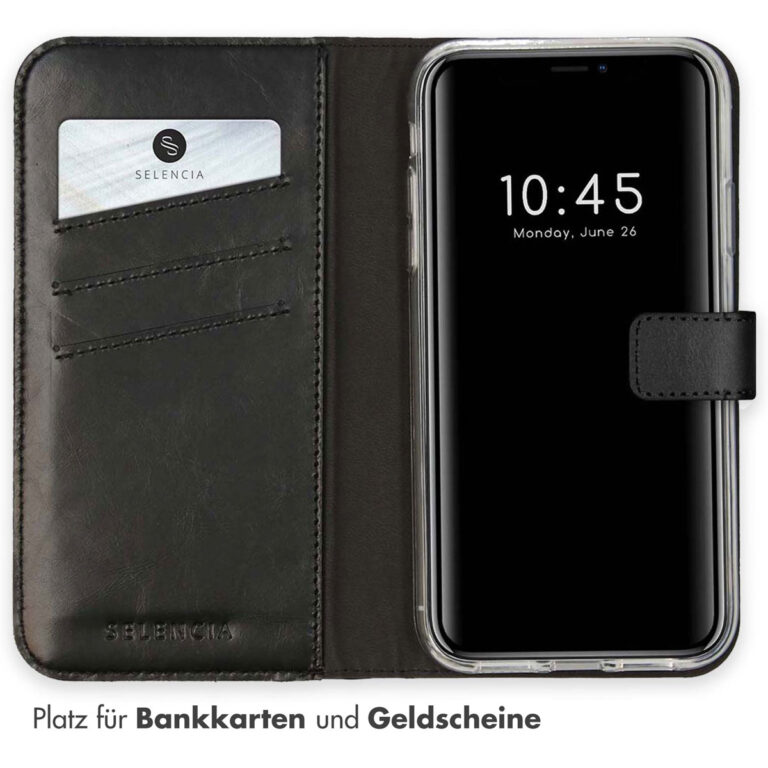 Selencia Echt Lederen Bookcase Apple iPhone Xr - Zwart - Afbeelding 9