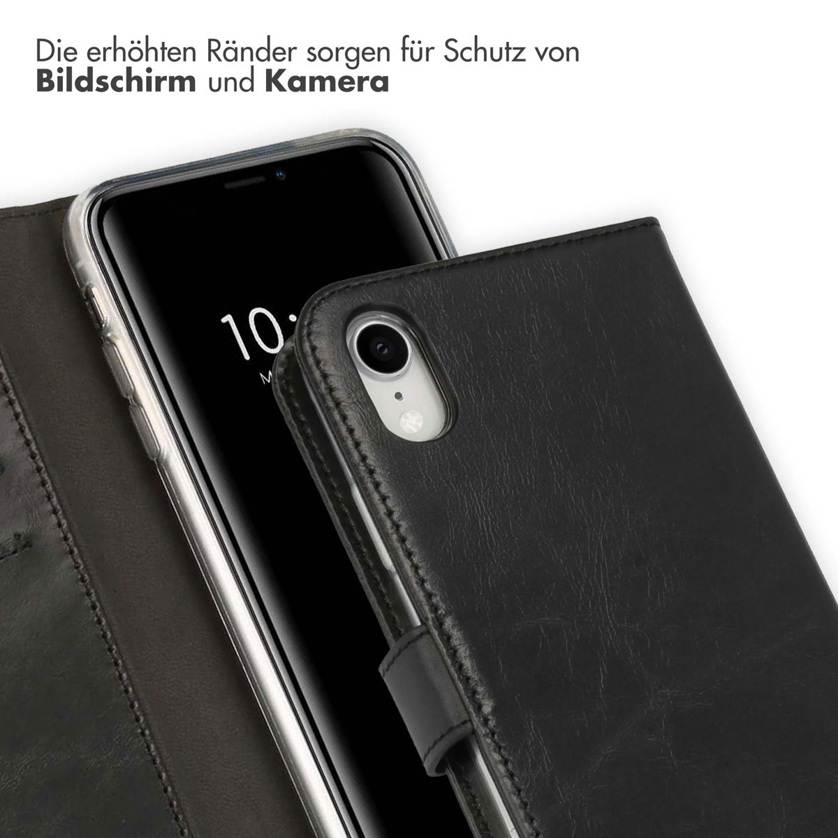 Selencia Echt Leren Bookcase Apple iPhone Xr - Zwart - Afbeelding 8