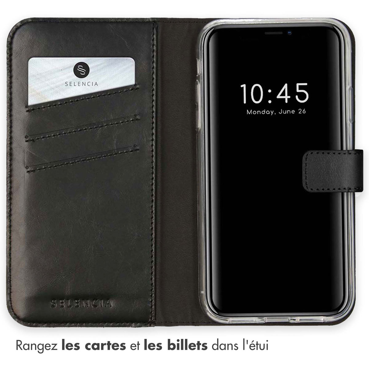 Selencia Echt Leren Bookcase Apple iPhone Xr - Zwart - Afbeelding 6
