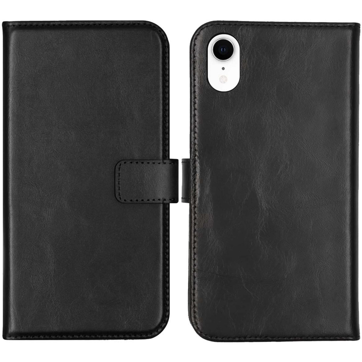 Selencia Echt Lederen Bookcase Apple iPhone Xr – Zwart