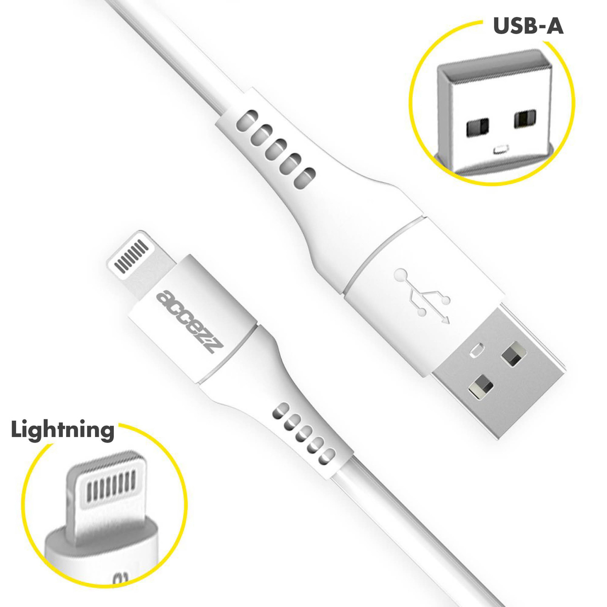 Accezz Lightning naar USB kabel - MFi certificering - 1 meter - Wit - Afbeelding 9