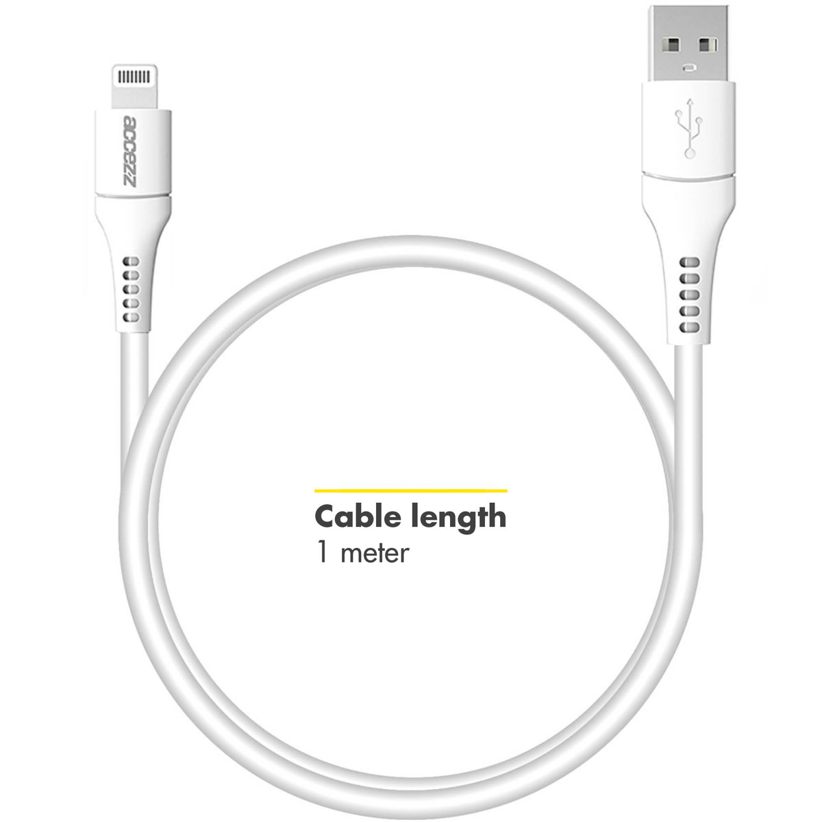 Accezz Lightning naar USB kabel - MFi certificering - 1 meter - Wit - Afbeelding 4