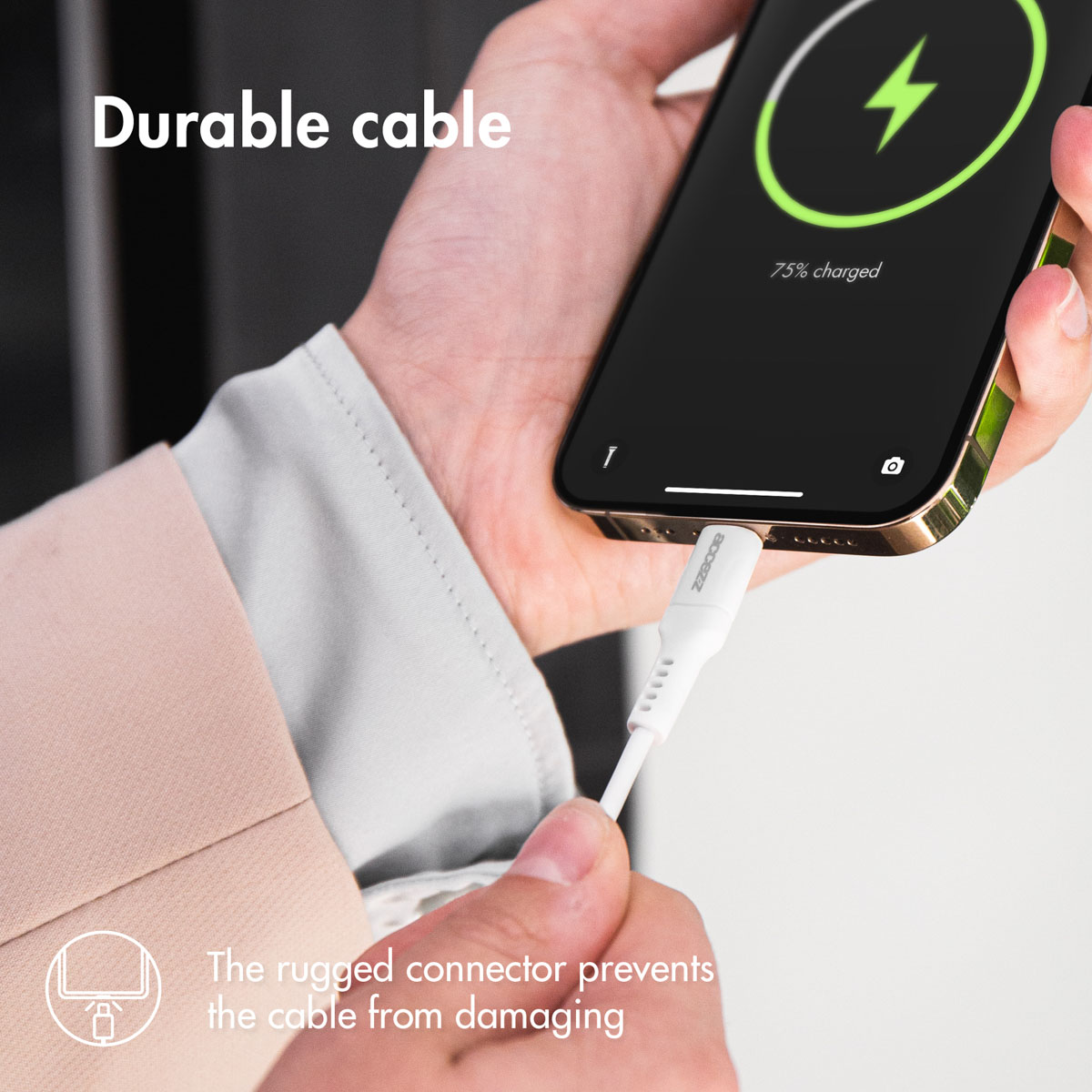 Accezz Lightning naar USB kabel - MFi certificering - 1 meter - Wit - Afbeelding 7