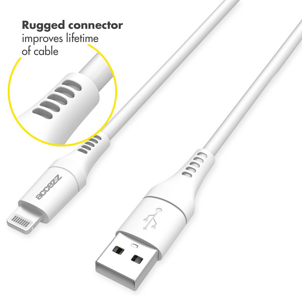 Accezz Lightning naar USB kabel - MFi certificering - 1 meter - Wit - Afbeelding 4