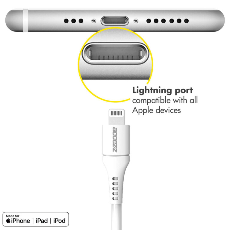 Accezz Lightning naar USB kabel - MFi certificering - 2 meter - Wit - Afbeelding 3