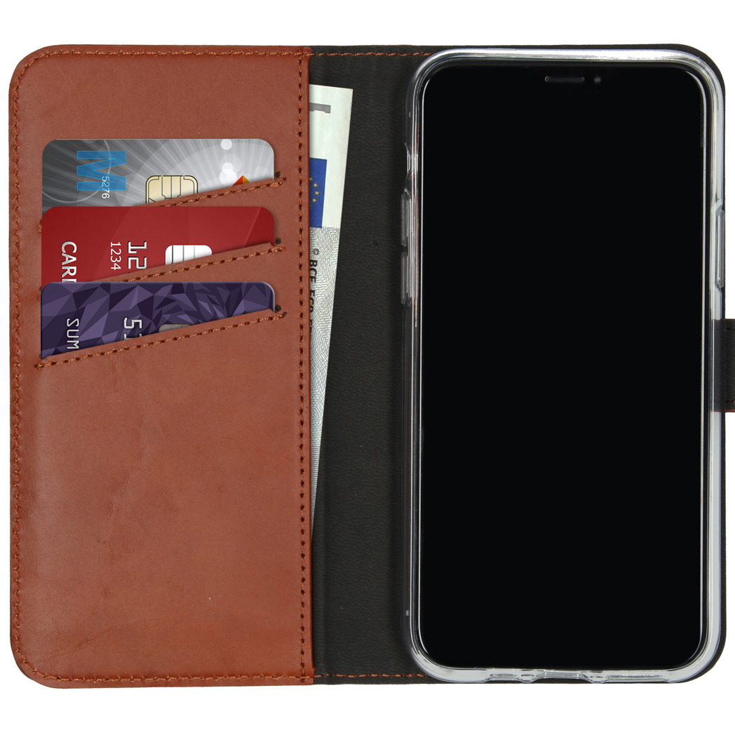 Selencia Echt Lederen Bookcase Apple iPhone 11 Pro – Lichtbruin