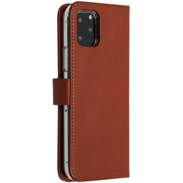 Selencia Echt Lederen Bookcase Apple iPhone 11 Pro - Lichtbruin - Afbeelding 2