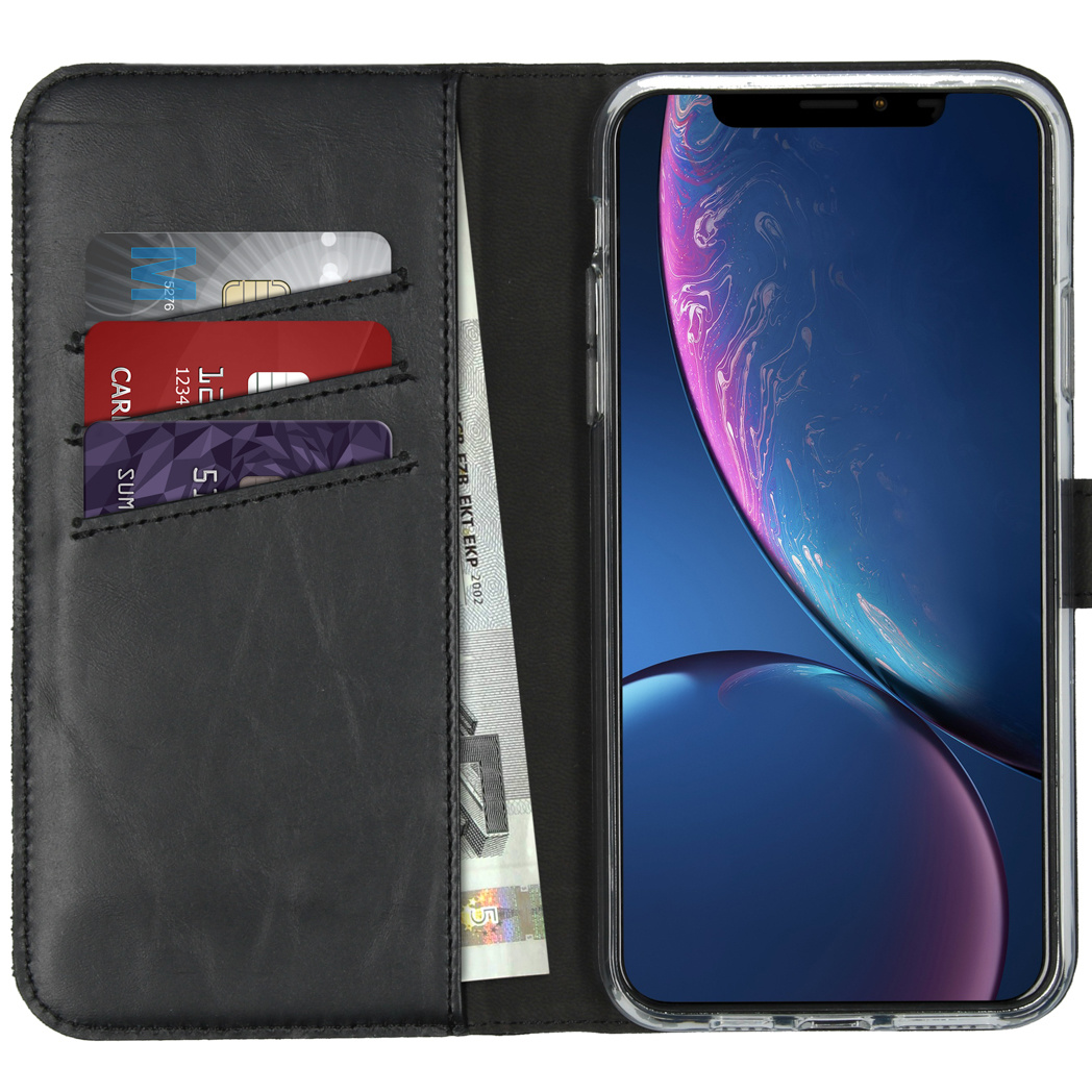 Selencia Echt Leren Bookcase Apple iPhone 11 Pro Max - Zwart - Afbeelding 3
