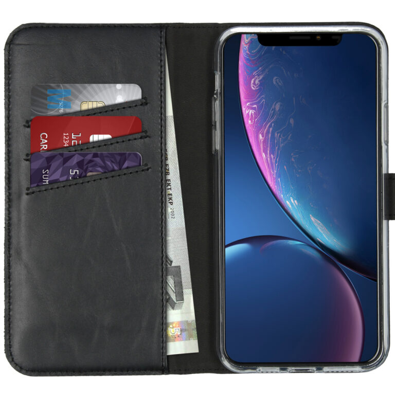 Selencia Echt Lederen Bookcase Apple iPhone 11 Pro Max - Zwart - Afbeelding 3