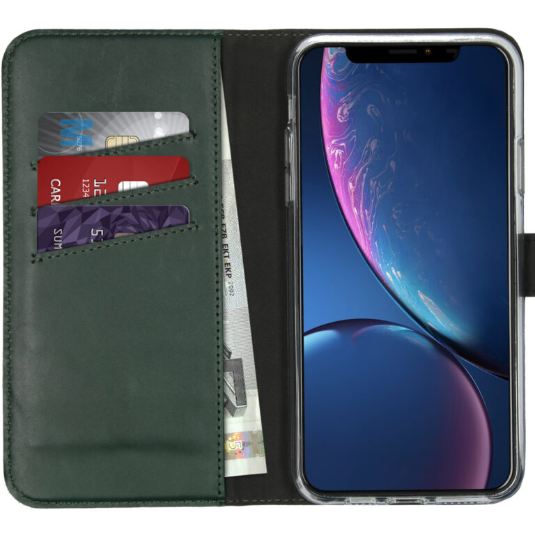 Selencia Echt Lederen Bookcase Apple iPhone 11 Pro Max - Groen - Afbeelding 3
