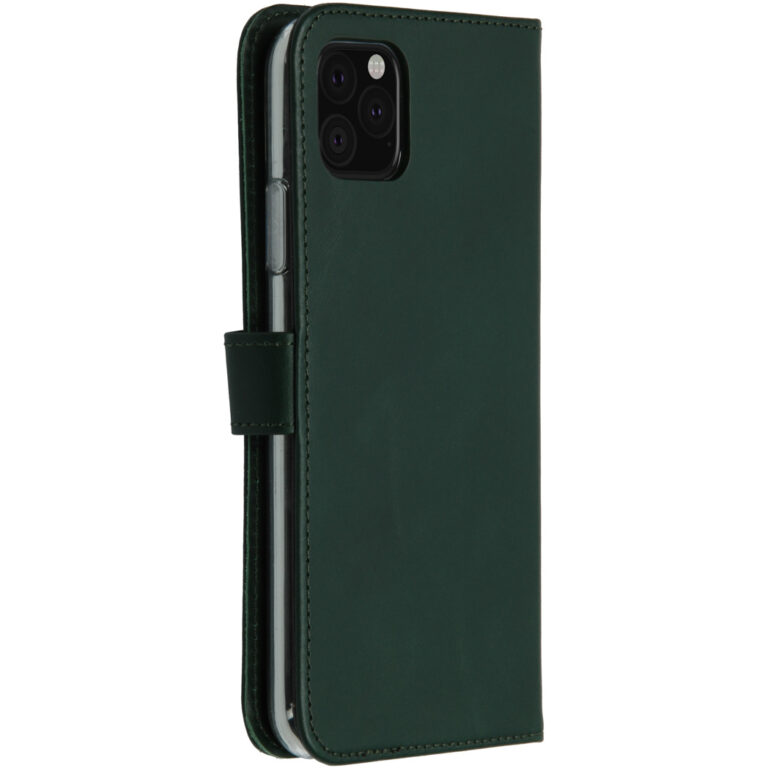Selencia Echt Lederen Bookcase Apple iPhone 11 Pro Max - Groen