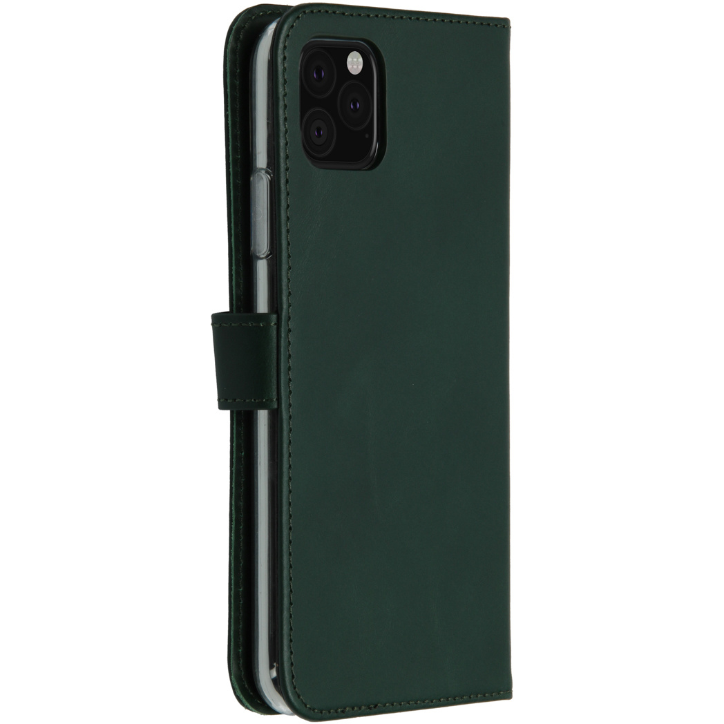 Selencia Echt Lederen Bookcase Apple iPhone 11 Pro Max – Groen