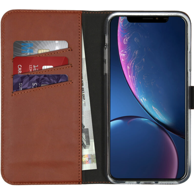 Selencia Echt Lederen Bookcase Apple iPhone 11 Pro Max - Lichtbruin - Afbeelding 3
