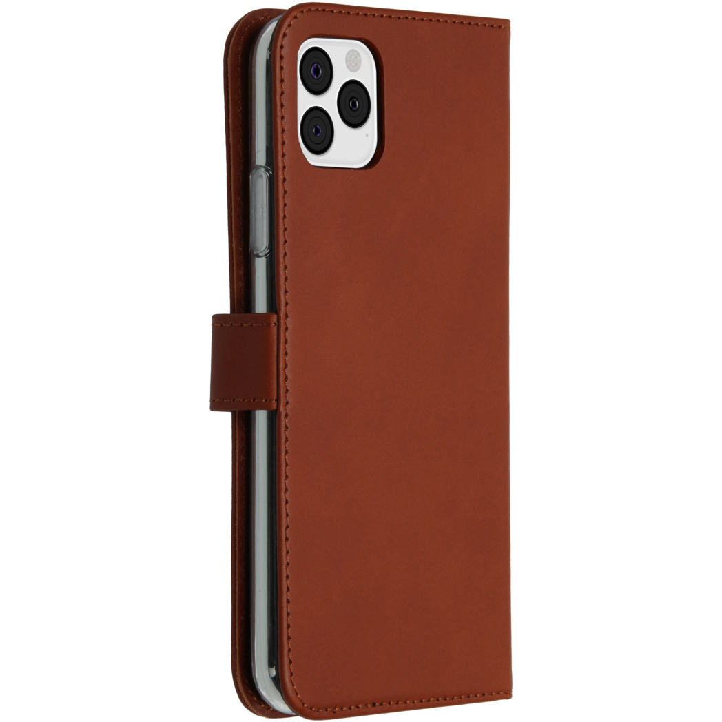 Selencia Echt Lederen Bookcase Apple iPhone 11 Pro Max – Lichtbruin