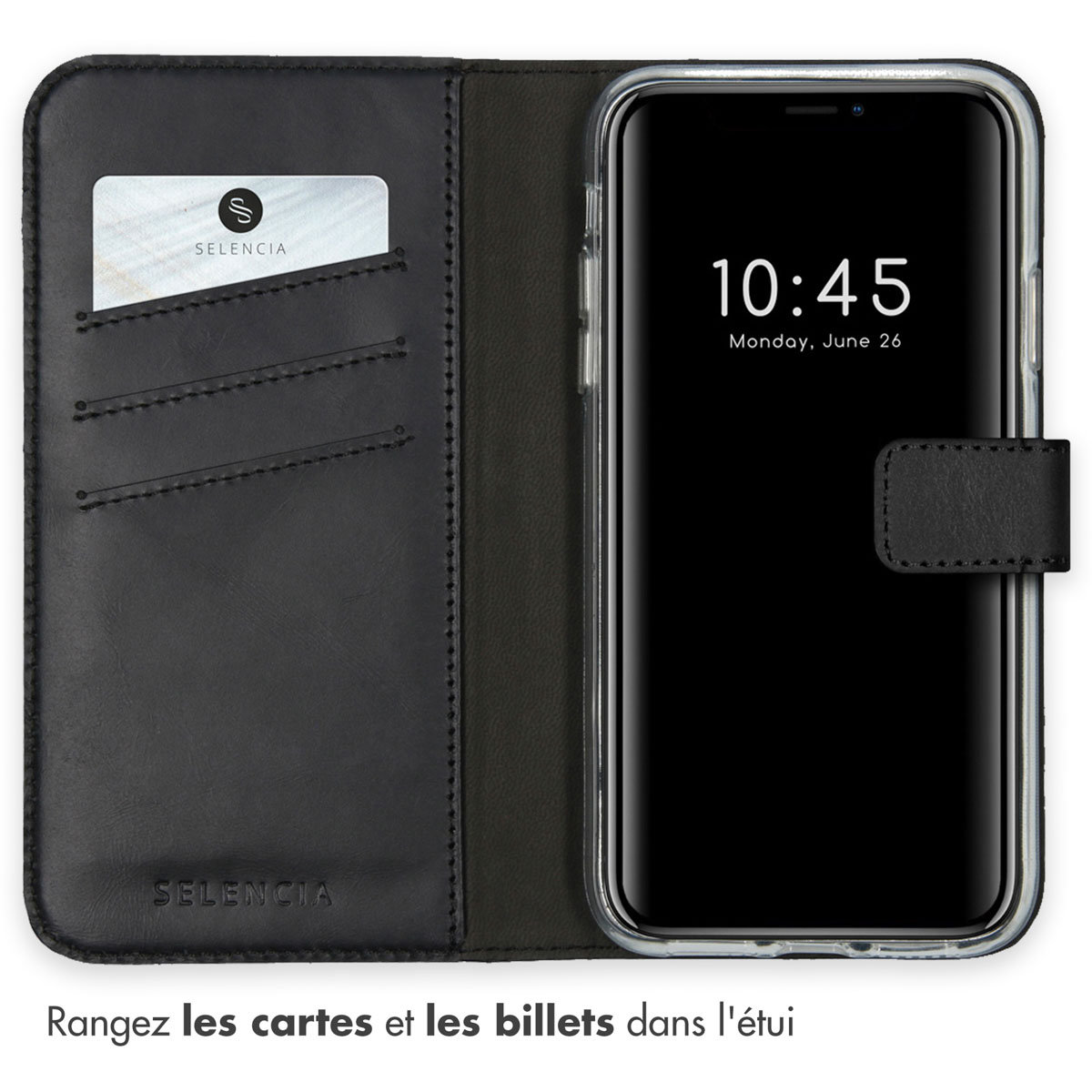 Selencia Echt Leren Bookcase Apple iPhone 11 - Zwart - Afbeelding 6