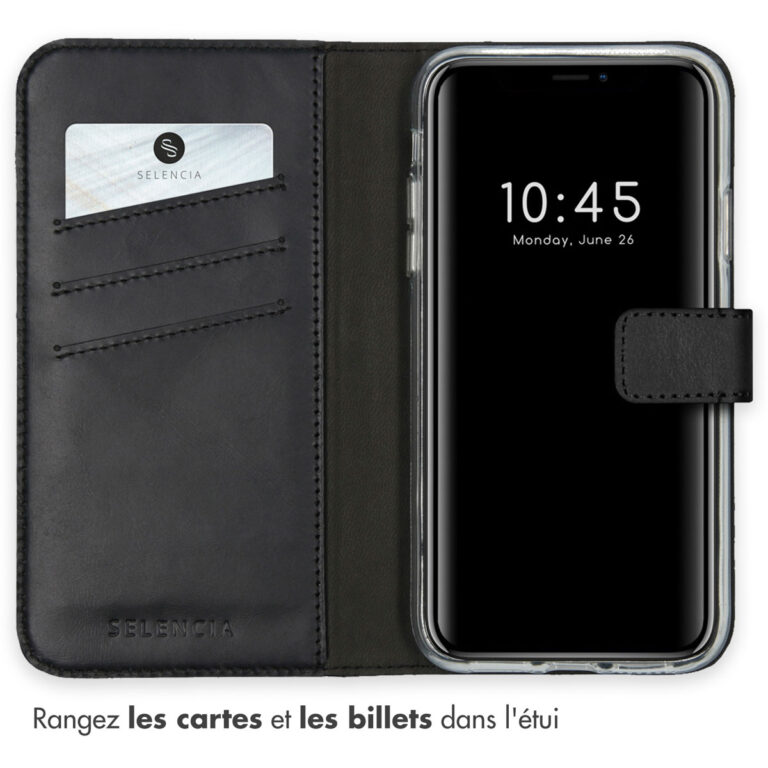 Selencia Echt Lederen Bookcase Apple iPhone 11 - Zwart - Afbeelding 6
