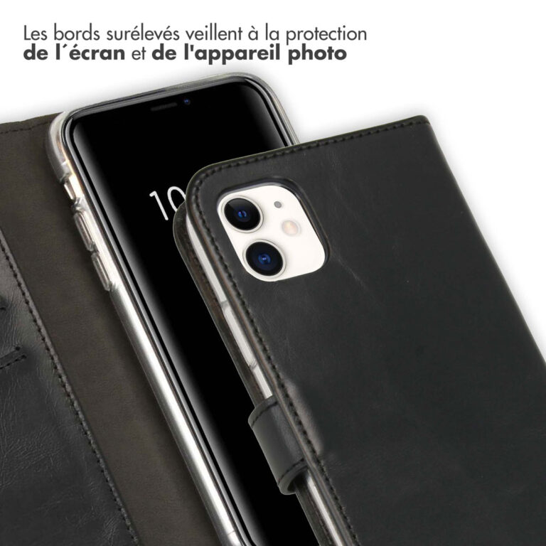 Selencia Echt Lederen Bookcase Apple iPhone 11 - Zwart - Afbeelding 5