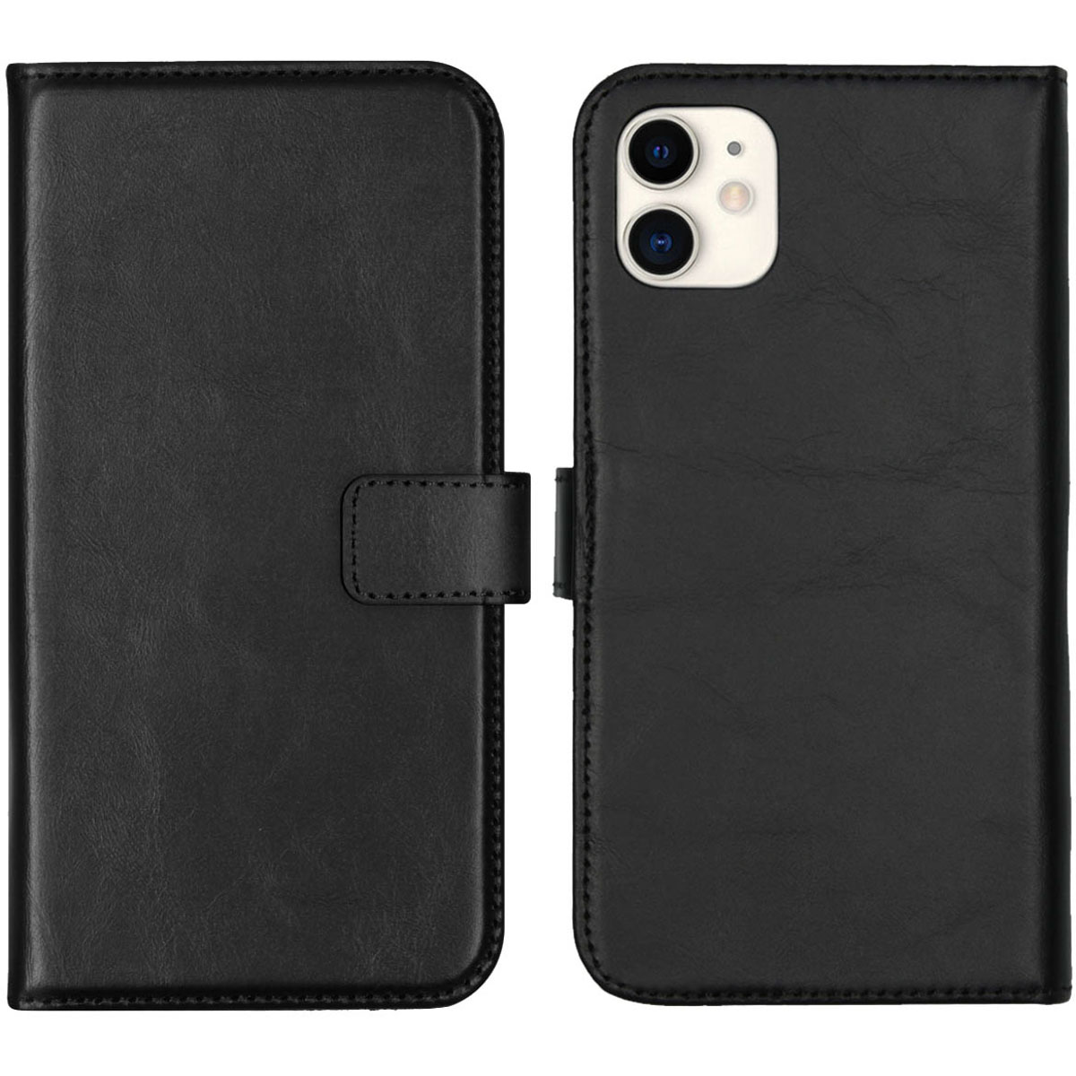 Selencia Echt Lederen Bookcase Apple iPhone 11 – Zwart