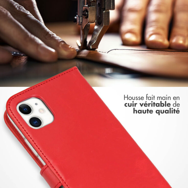 Selencia Echt Lederen Bookcase Apple iPhone 11 - Rood - Afbeelding 7