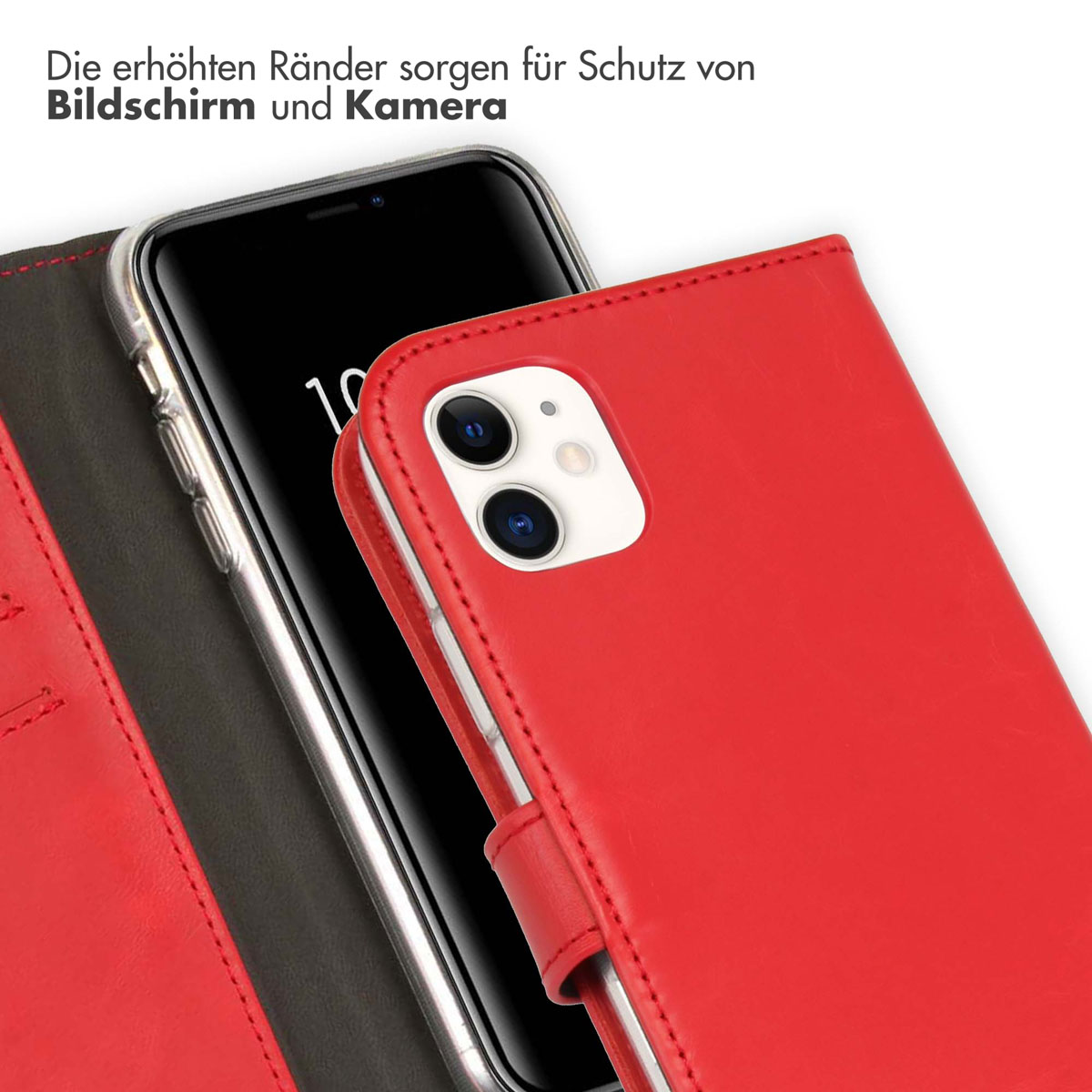 Selencia Echt Leren Bookcase Apple iPhone 11 - Rood - Afbeelding 8