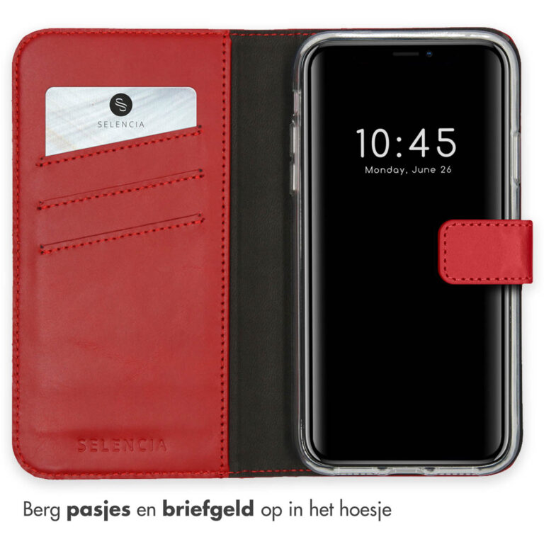 Selencia Echt Lederen Bookcase Apple iPhone 11 - Rood - Afbeelding 3