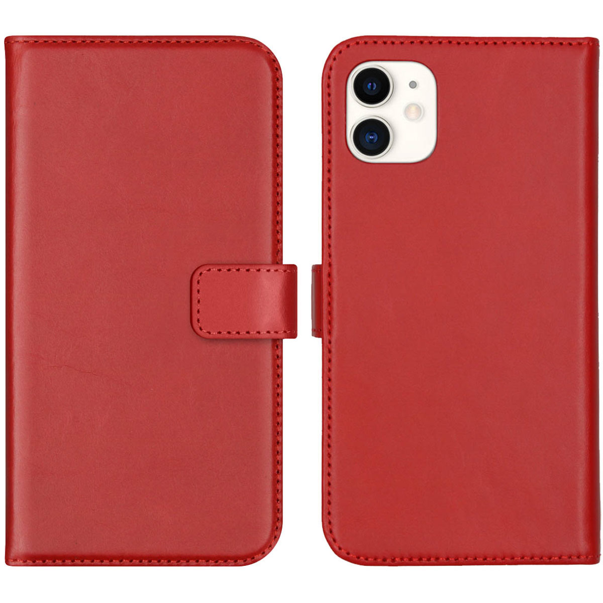 Selencia Echt Lederen Bookcase Apple iPhone 11 – Rood
