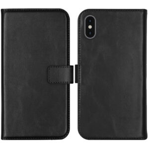 Selencia Echt Lederen Bookcase Apple iPhone Xs - Zwart