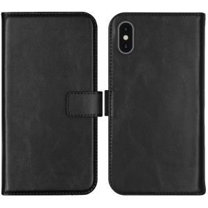 Selencia Echt Leren Bookcase Apple iPhone X / Xs - Zwart