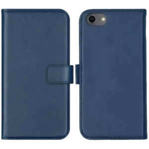 Selencia Echt Lederen Bookcase Apple iPhone SE (2022 / 2020) / 8 / 7 / 6(s) - Blauw