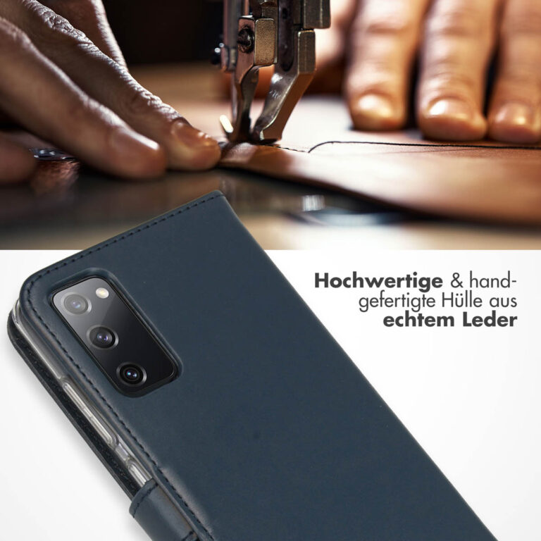 Selencia Echt Lederen Bookcase Samsung Galaxy S20 FE - Blauw - Afbeelding 10