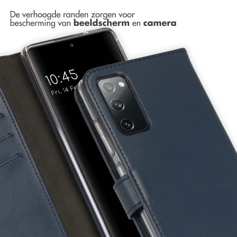Selencia Echt Lederen Bookcase Samsung Galaxy S20 FE - Blauw - Afbeelding 2
