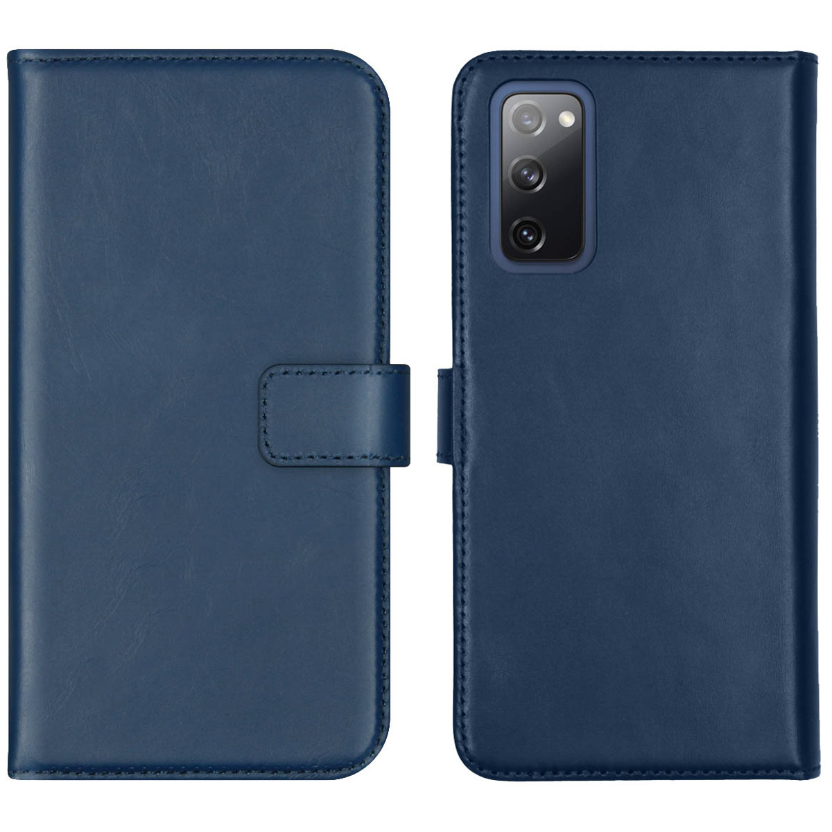 Selencia Echt Lederen Bookcase Samsung Galaxy S20 FE – Blauw