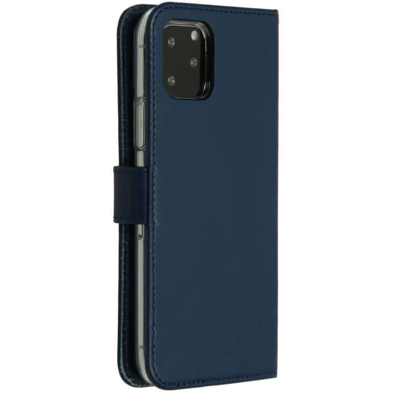 Selencia Echt Lederen Bookcase Apple iPhone 11 Pro - Blauw - Afbeelding 3
