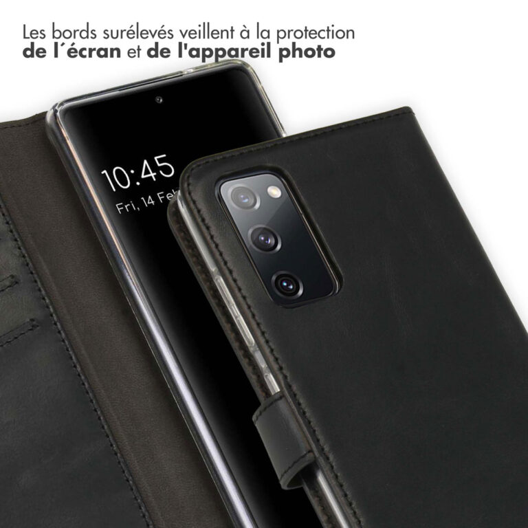 Selencia Echt Lederen Bookcase Samsung Galaxy S20 FE - Zwart - Afbeelding 5
