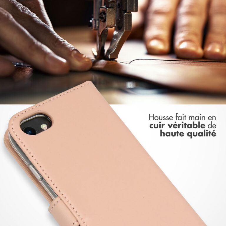 Selencia Echt Lederen Bookcase Apple iPhone SE (2022 / 2020) / 8 / 7 / 6(s) - Roze - Afbeelding 7
