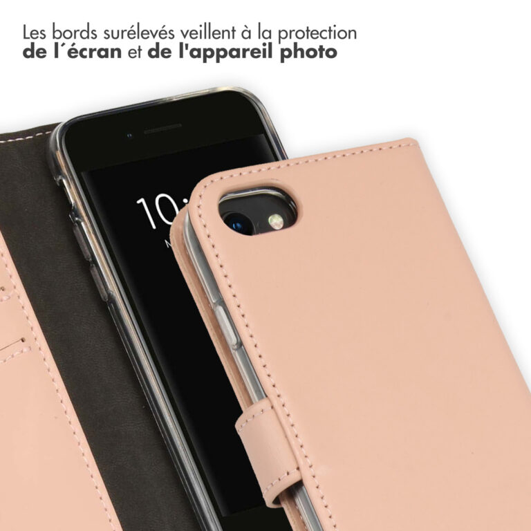 Selencia Echt Lederen Bookcase Apple iPhone SE (2022 / 2020) / 8 / 7 / 6(s) - Roze - Afbeelding 5