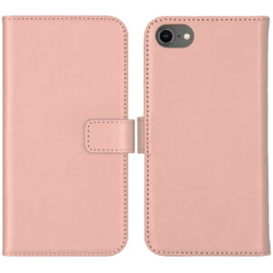 Selencia Echt Lederen Bookcase Apple iPhone SE (2022 / 2020) / 8 / 7 / 6(s) - Roze