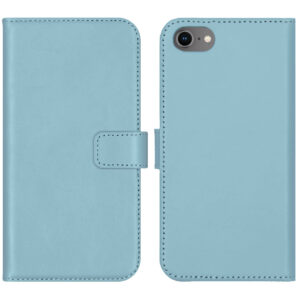 Selencia Echt Lederen Bookcase Apple iPhone SE (2022 / 2020) / 8 / 7 / 6(s) - Lichtblauw