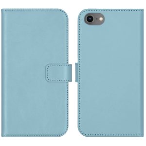 Selencia Echt Leren Bookcase Apple iPhone SE (2022 / 2020) / 8 / 7 / 6(s) - Air Blue