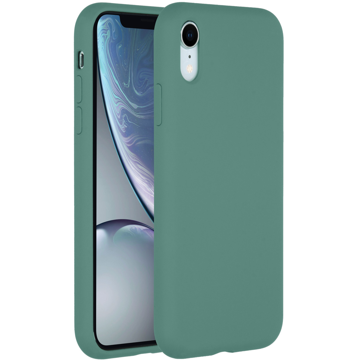 Accezz Liquid Silicone Backcover Apple iPhone Xr - Donkergroen - Afbeelding 3