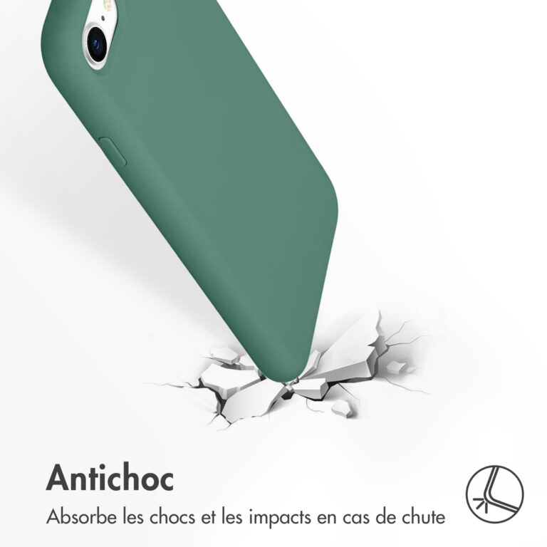 Accezz Liquid Silicone Backcover Apple iPhone SE (2022 / 2020) / 8 / 7 - Donkergroen - Afbeelding 6