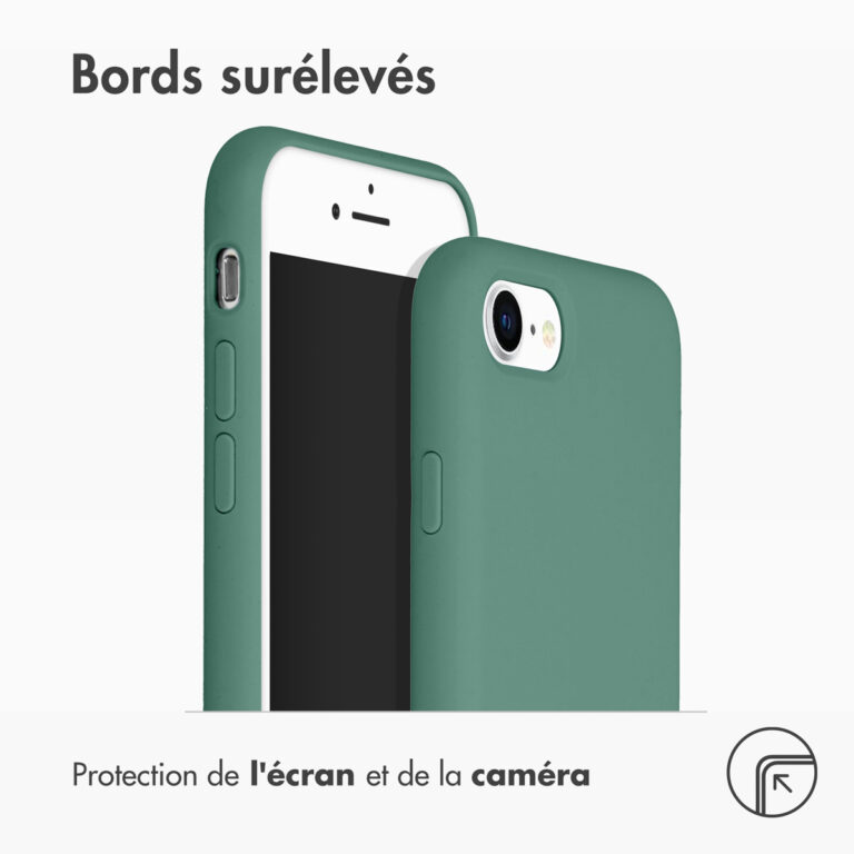 Accezz Liquid Silicone Backcover Apple iPhone SE (2022 / 2020) / 8 / 7 - Donkergroen - Afbeelding 5