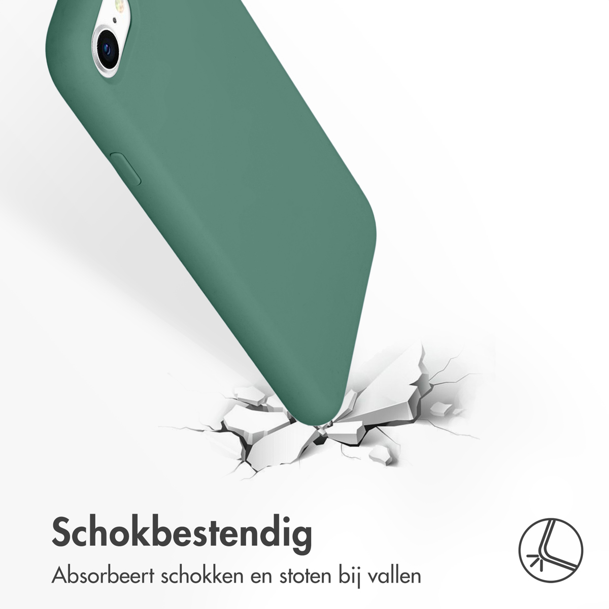 Accezz Liquid Silicone Backcover Apple iPhone SE (2022 / 2020) / 8 / 7 - Donkergroen - Afbeelding 4